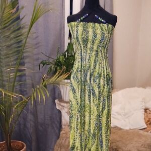 Green Strapless Maxi Dress